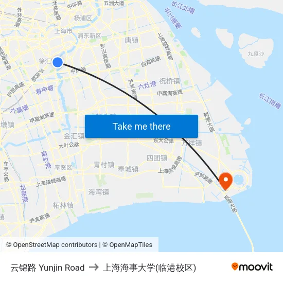 云锦路 Yunjin Road to 上海海事大学(临港校区) map