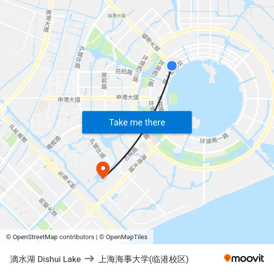 滴水湖 Dishui Lake to 上海海事大学(临港校区) map