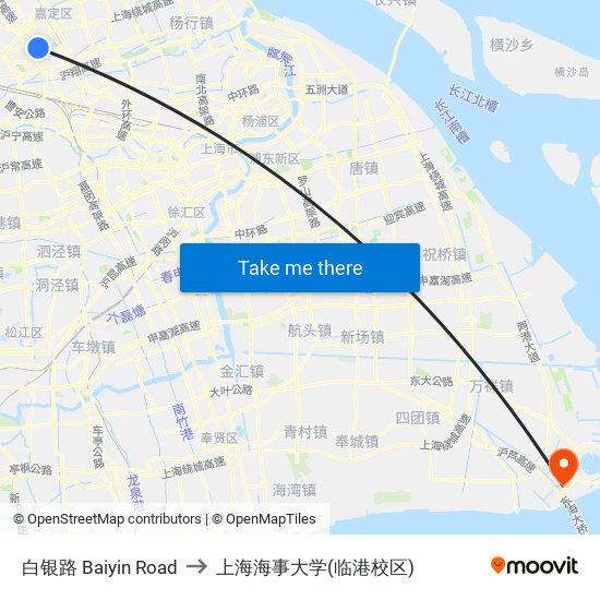 白银路 Baiyin Road to 上海海事大学(临港校区) map
