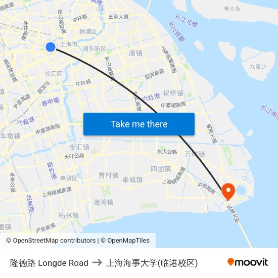 隆德路 Longde Road to 上海海事大学(临港校区) map