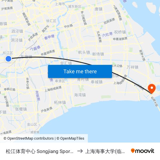 松江体育中心 Songjiang Sports Center to 上海海事大学(临港校区) map