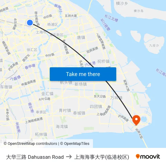 大华三路 Dahuasan Road to 上海海事大学(临港校区) map