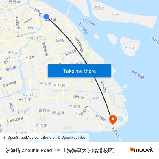洲海路 Zhouhai Road to 上海海事大学(临港校区) map