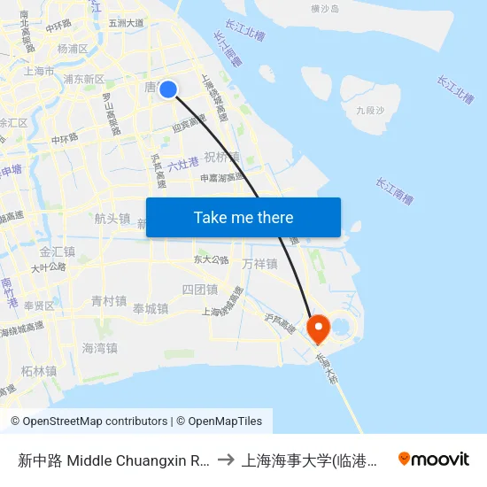 新中路 Middle Chuangxin Road to 上海海事大学(临港校区) map