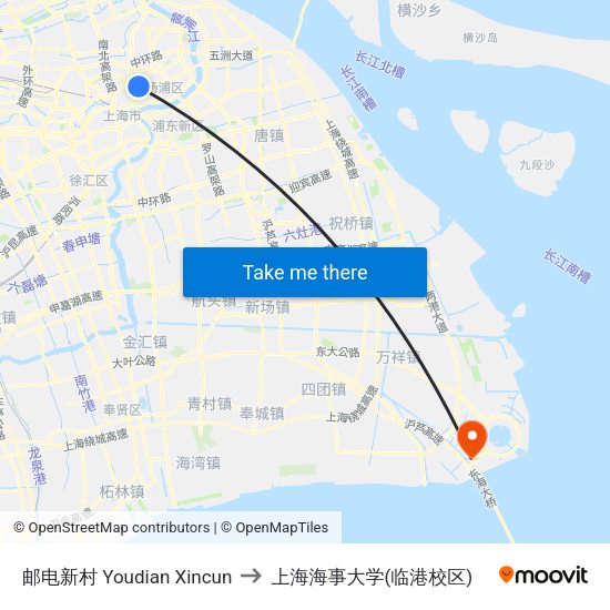 邮电新村 Youdian Xincun to 上海海事大学(临港校区) map