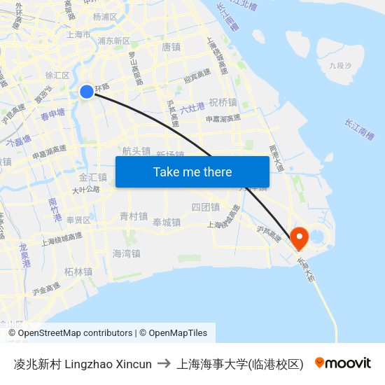 凌兆新村 Lingzhao Xincun to 上海海事大学(临港校区) map