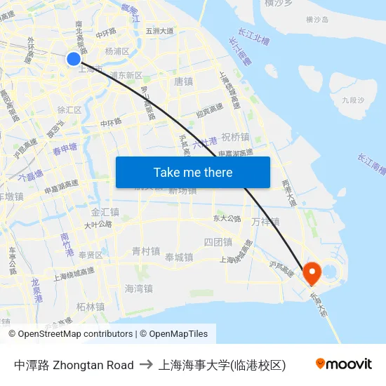 中潭路 Zhongtan Road to 上海海事大学(临港校区) map