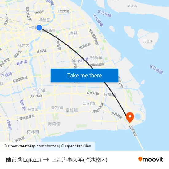 陆家嘴 Lujiazui to 上海海事大学(临港校区) map