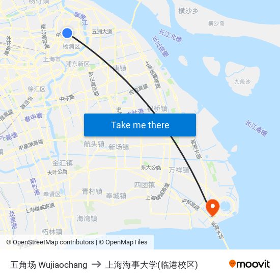 五角场 Wujiaochang to 上海海事大学(临港校区) map