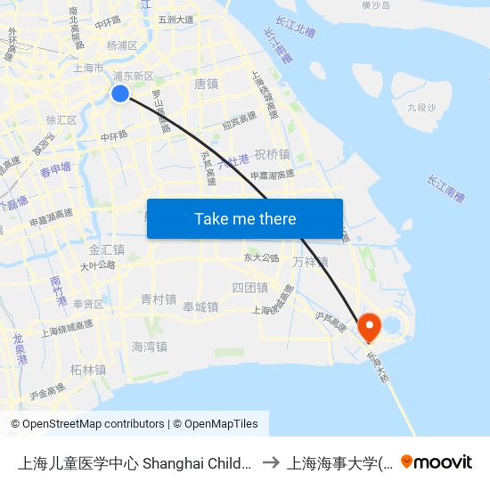 上海儿童医学中心 Shanghai Children's Medical Center to 上海海事大学(临港校区) map