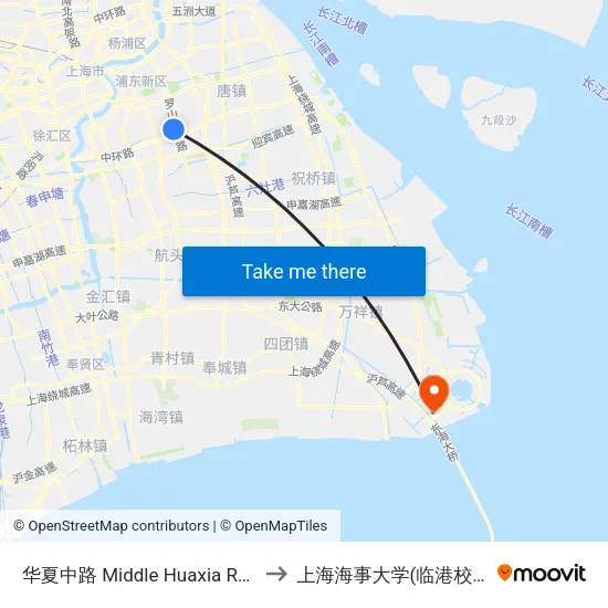 华夏中路 Middle Huaxia Road to 上海海事大学(临港校区) map
