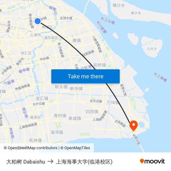 大柏树 Dabaishu to 上海海事大学(临港校区) map