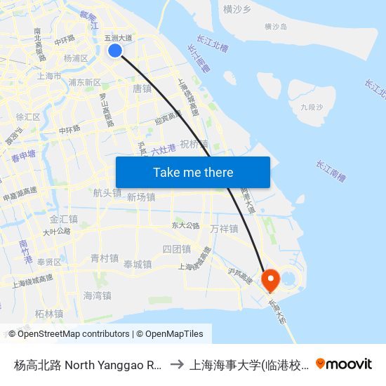 杨高北路 North Yanggao Road to 上海海事大学(临港校区) map