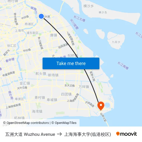 五洲大道 Wuzhou Avenue to 上海海事大学(临港校区) map