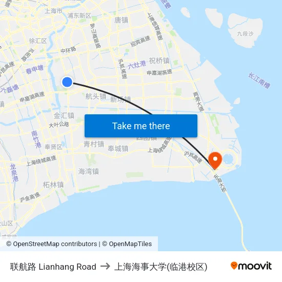 联航路 Lianhang Road to 上海海事大学(临港校区) map