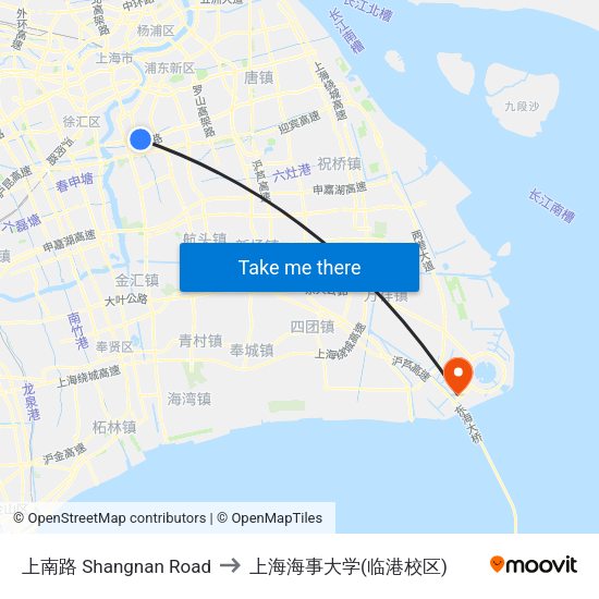 上南路 Shangnan Road to 上海海事大学(临港校区) map