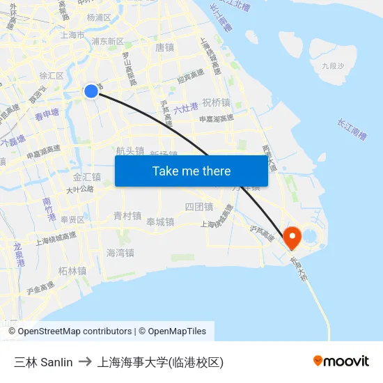 三林 Sanlin to 上海海事大学(临港校区) map