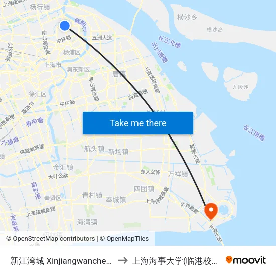 新江湾城 Xinjiangwancheng to 上海海事大学(临港校区) map