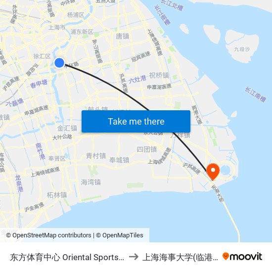东方体育中心 Oriental Sports Center to 上海海事大学(临港校区) map