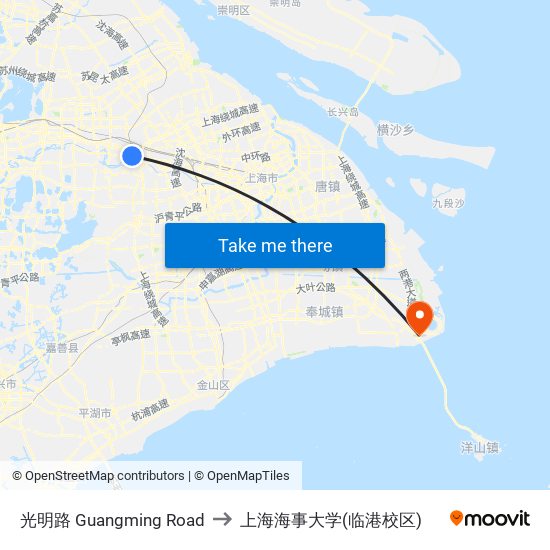 光明路 Guangming Road to 上海海事大学(临港校区) map