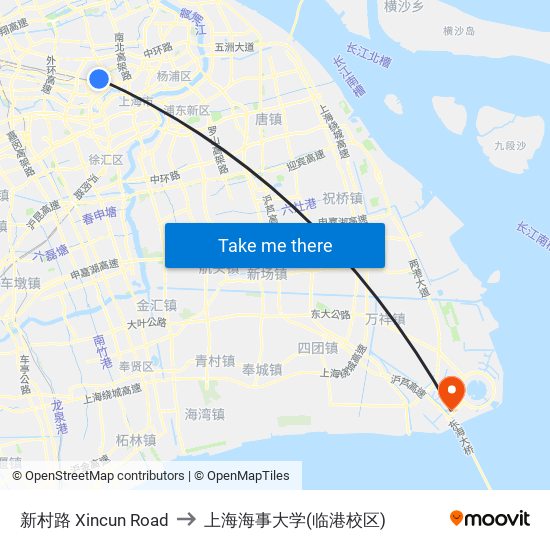 新村路 Xincun Road to 上海海事大学(临港校区) map