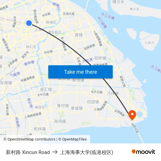 新村路 Xincun Road to 上海海事大学(临港校区) map