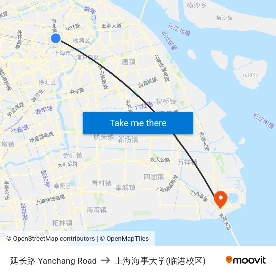 延长路 Yanchang Road to 上海海事大学(临港校区) map