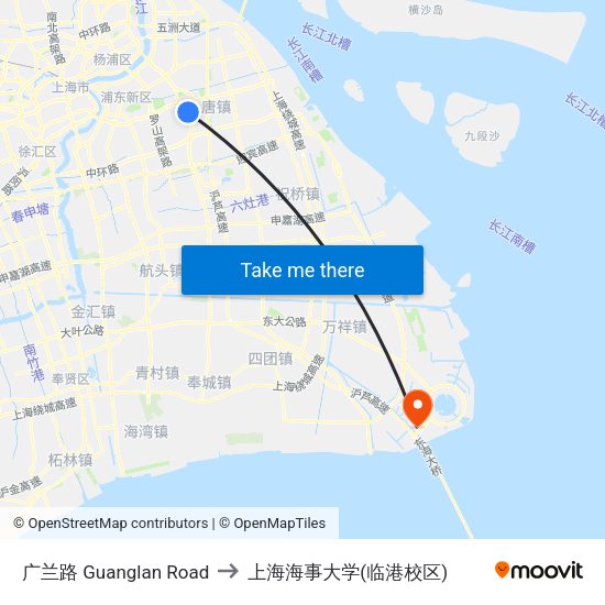 广兰路 Guanglan Road to 上海海事大学(临港校区) map