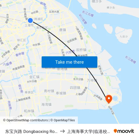 东宝兴路 Dongbaoxing Road to 上海海事大学(临港校区) map