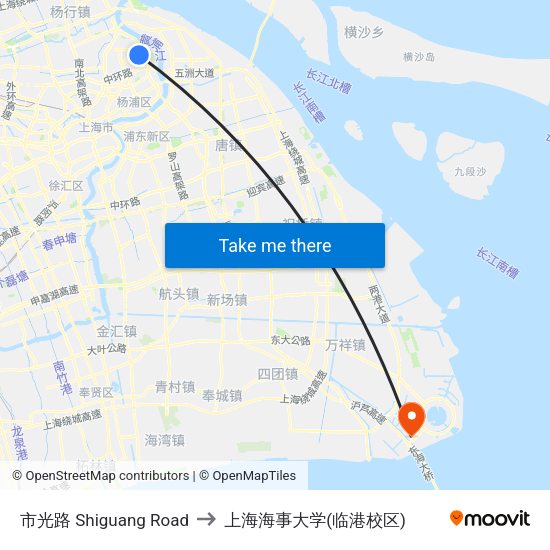市光路 Shiguang Road to 上海海事大学(临港校区) map