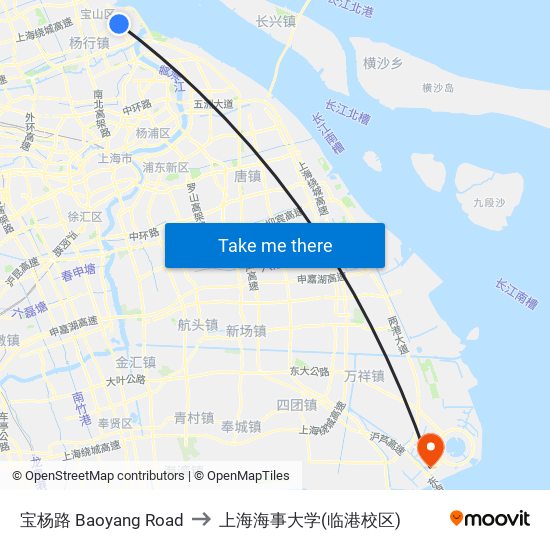 宝杨路 Baoyang Road to 上海海事大学(临港校区) map