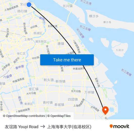 友谊路 Youyi Road to 上海海事大学(临港校区) map
