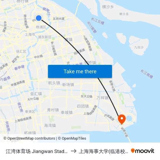 江湾体育场 Jiangwan Stadium to 上海海事大学(临港校区) map