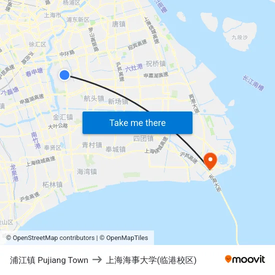 浦江镇 Pujiang Town to 上海海事大学(临港校区) map