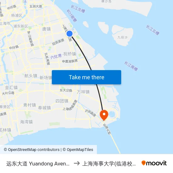 远东大道 Yuandong Avenue to 上海海事大学(临港校区) map