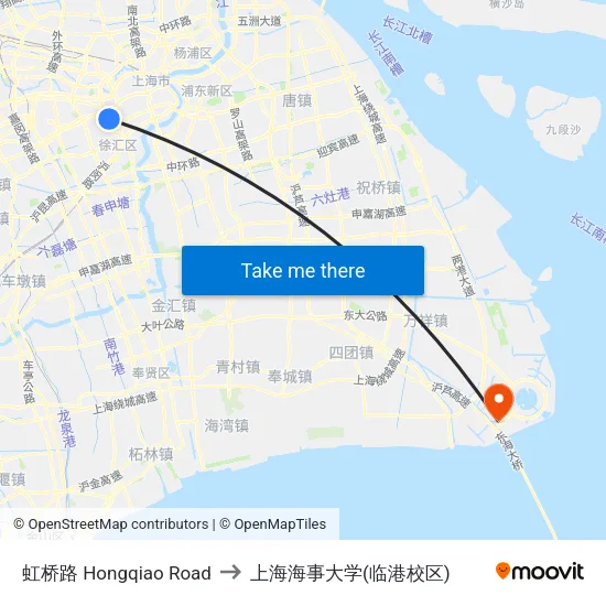 虹桥路 Hongqiao Road to 上海海事大学(临港校区) map