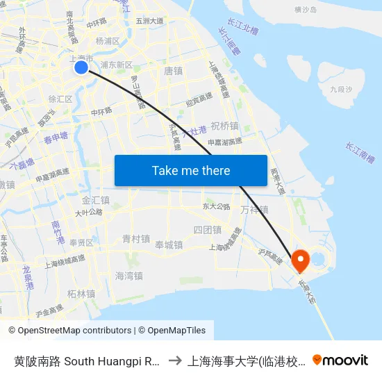 黄陂南路 South Huangpi Road to 上海海事大学(临港校区) map