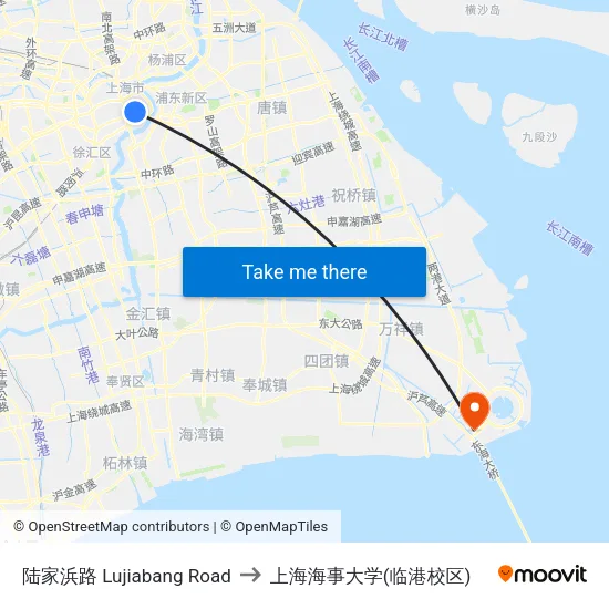 陆家浜路 Lujiabang Road to 上海海事大学(临港校区) map