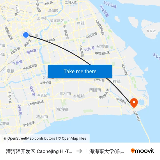 漕河泾开发区 Caohejing Hi-Tech Park to 上海海事大学(临港校区) map