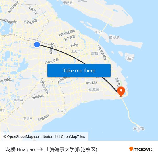 花桥 Huaqiao to 上海海事大学(临港校区) map
