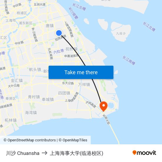 川沙 Chuansha to 上海海事大学(临港校区) map