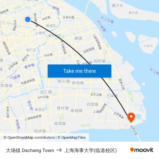 大场镇 Dachang Town to 上海海事大学(临港校区) map