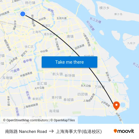 南陈路 Nanchen Road to 上海海事大学(临港校区) map