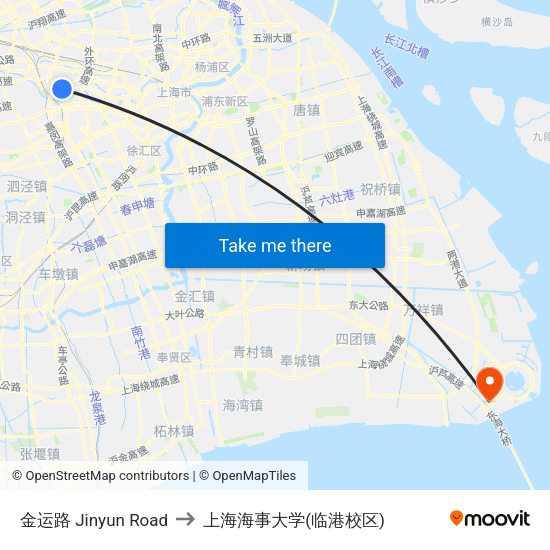金运路 Jinyun Road to 上海海事大学(临港校区) map