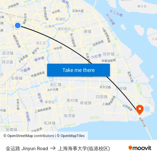 金运路 Jinyun Road to 上海海事大学(临港校区) map