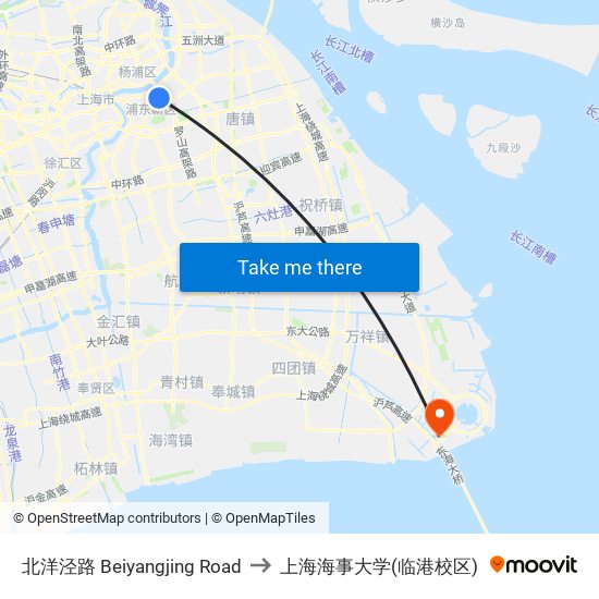 北洋泾路 Beiyangjing Road to 上海海事大学(临港校区) map