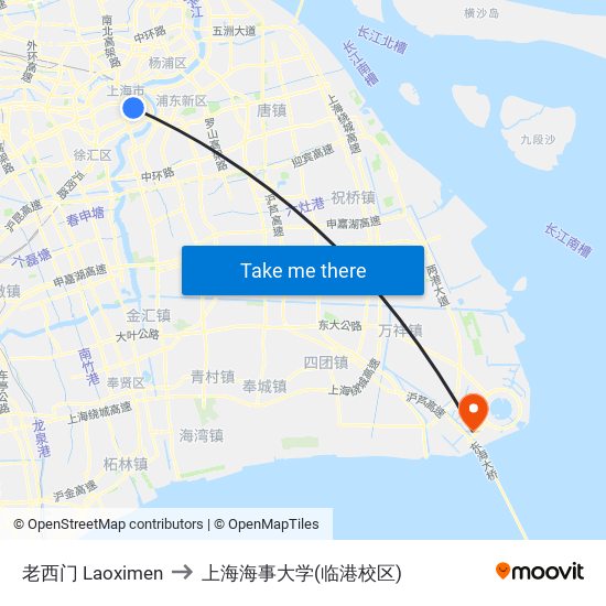 老西门 Laoximen to 上海海事大学(临港校区) map