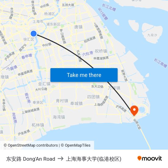 东安路 Dong'An Road to 上海海事大学(临港校区) map