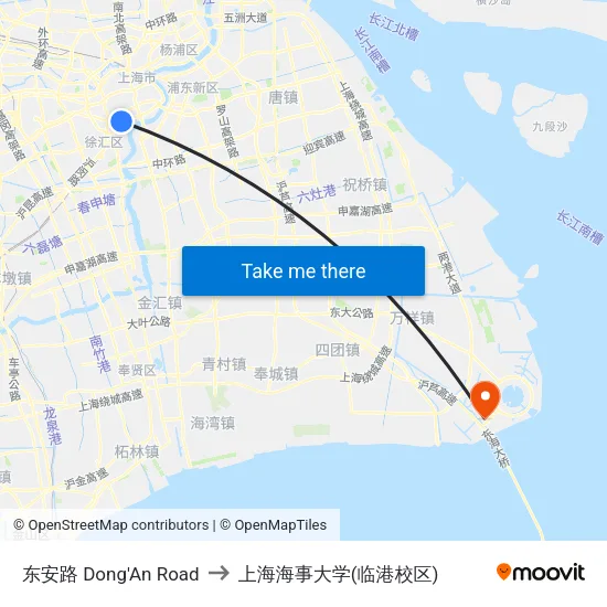 东安路 Dong'An Road to 上海海事大学(临港校区) map