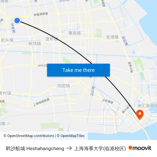 鹤沙航城 Heshahangcheng to 上海海事大学(临港校区) map